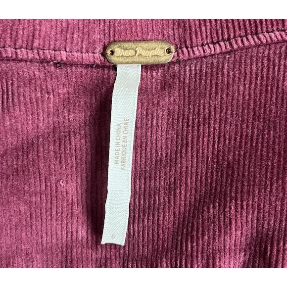 Free People Take Me Out Mulberry Corduroy Jumpsuit 6 Zip Front Utility Boho $148 - Picture 3 of 13